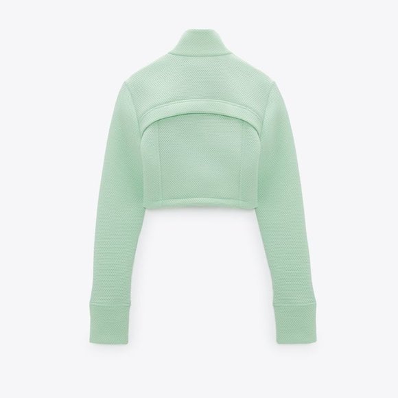 ZARA Crop Zip Front Jacket Medium APPLE GREEN - REF. 2712/700 NWT - Picture 4 of 5